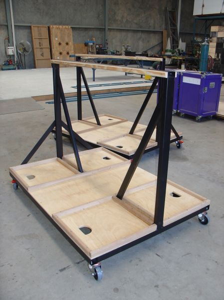 Purpose Built Crates
Custom built transport dolley for robotic lighting truss
