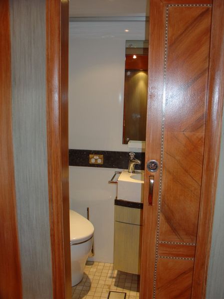 On Display
Bathroom Entrance
Scenic art woodgrain on walls, sliding door and vanity unit
