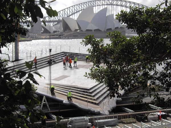 HOSH - La Traviata
The installed stage on Sydney Harbour with the opera house and harbour bridge in the background
